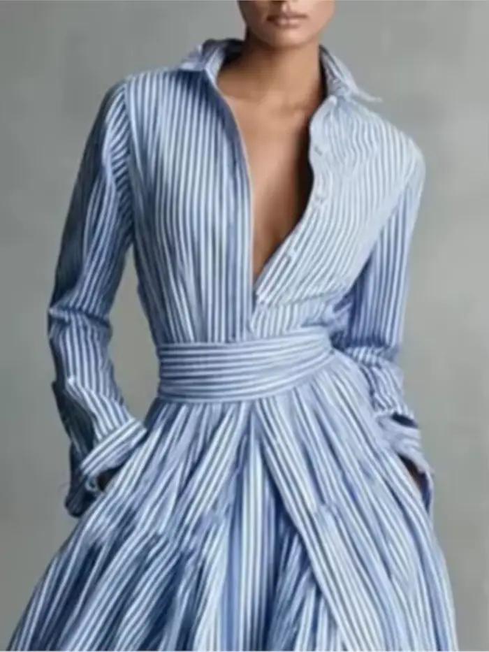 Robe chemise rayée tendance pour femme