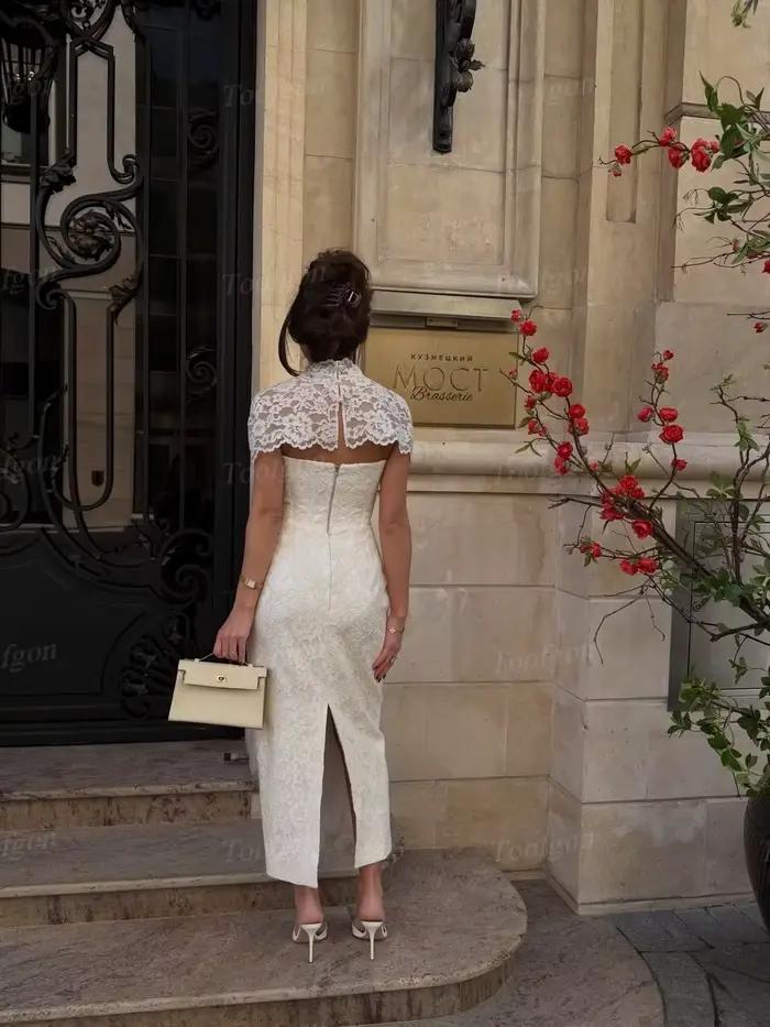 Robes de mariée personnalisées Toofgon en dentelle avec gaine