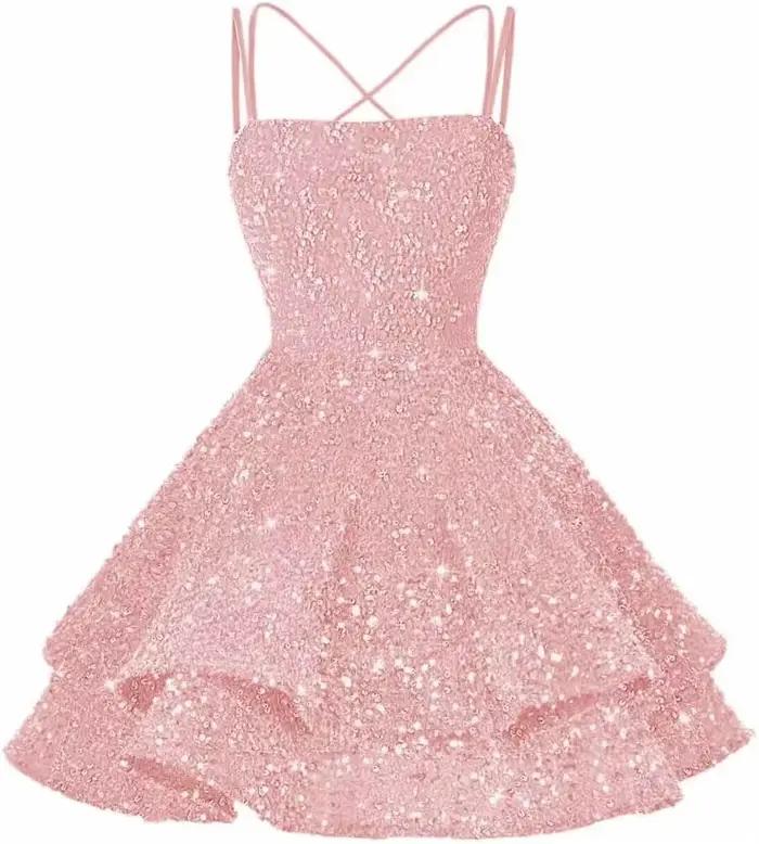 Robe de soirée courte à paillettes