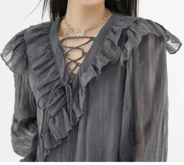 Robe longue de poupée grise pour femmes