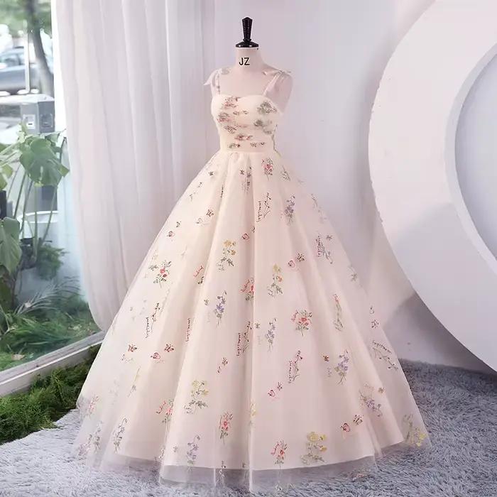 Luxe broderie florale longue soirée de bal robes de tir de mariage femmes 2025 fête d'été Occasions formelles robe de réception