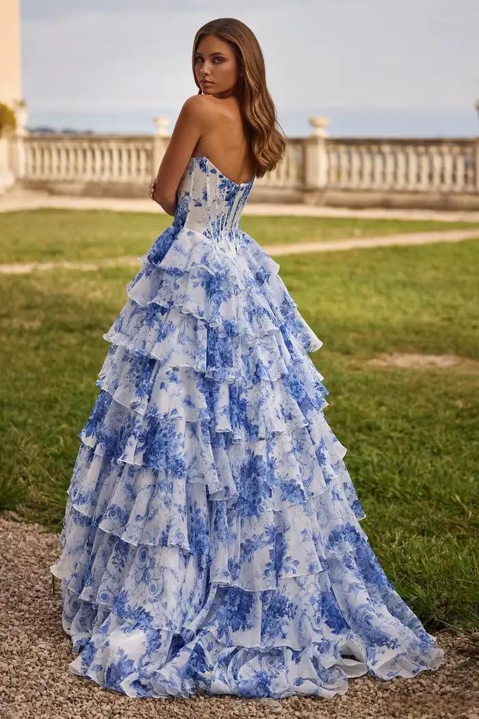 Robes de bal florales à volants pour femmes 2026