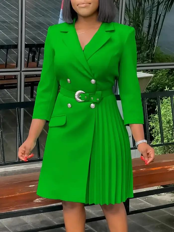 Robe blazer plissée à manches longues pour femmes