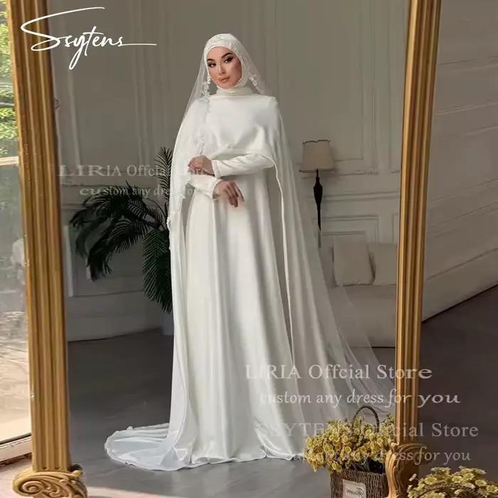 SSYTENS Robes de mariée musulmanes modestes en satin