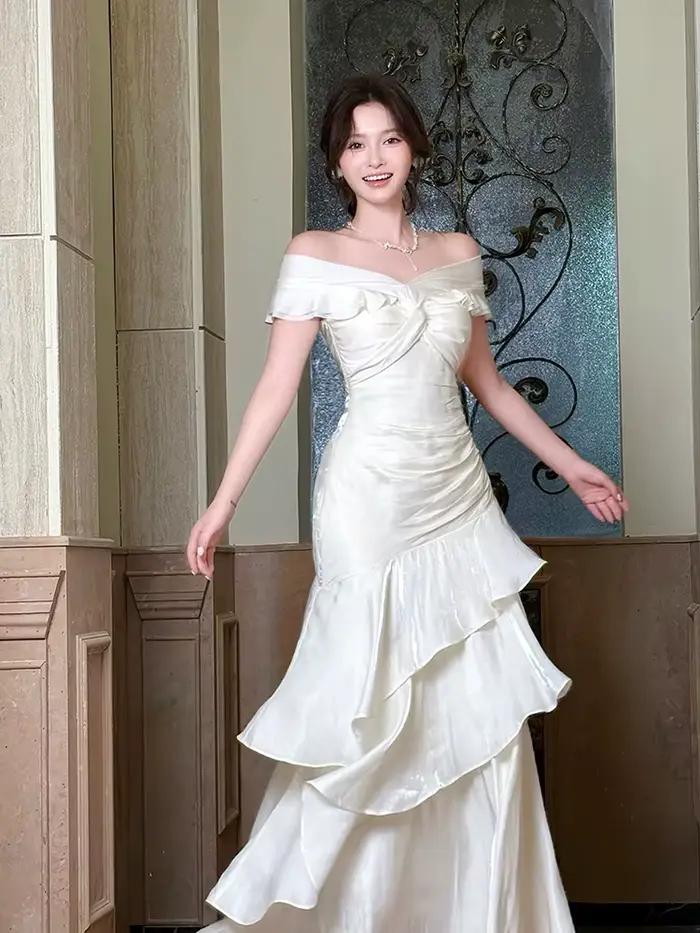 Nouvelle Robe Longue Élégante Française pour Femme