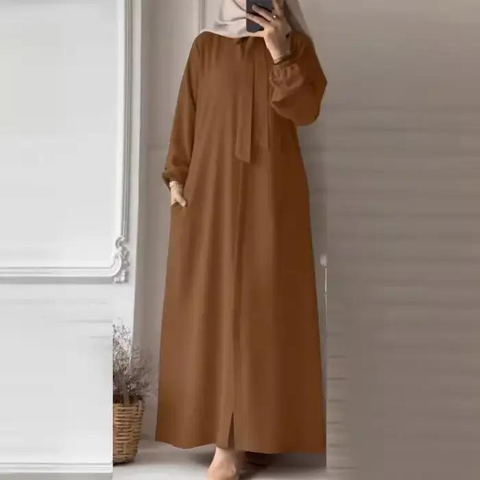 Abaya-Robe musulmane à col rabattu pour femmes musulmanes