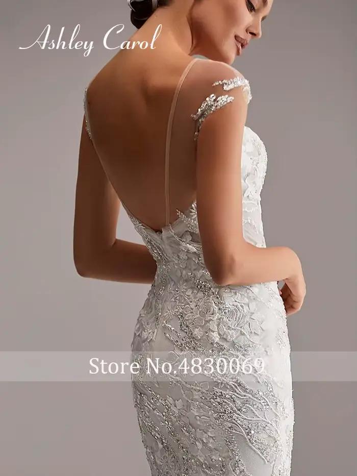 Ashley Carol robes De mariée sirène pour les femmes élégantes robes De mariée à col en v profond perles Appliques robes De mariée robes De Novia