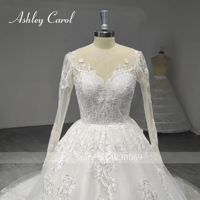 Ashley Carol robes De mariée à manches longues pour les femmes photos réelles