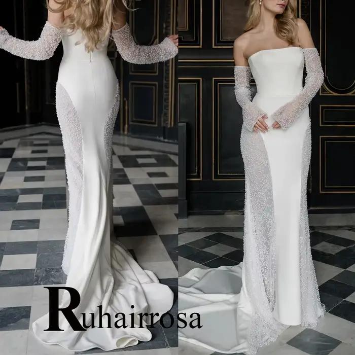 Ruhair charmante robes de mariée à épaules dénudées
