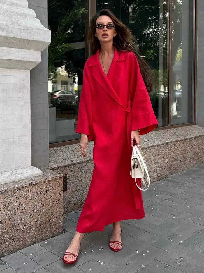 Robe en coton et lin pour femmes