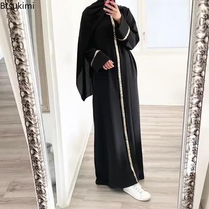 Mode musulmane Abaya longue Robe pour les femmes élégant épissure paillettes Maxi