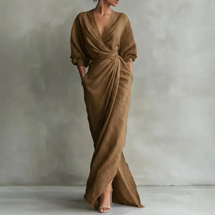 Robe longue fendue pour femme