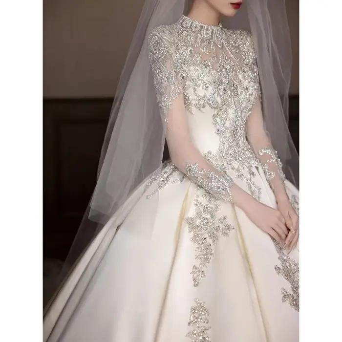 Robe de mariée Palace en Satin à manches longues