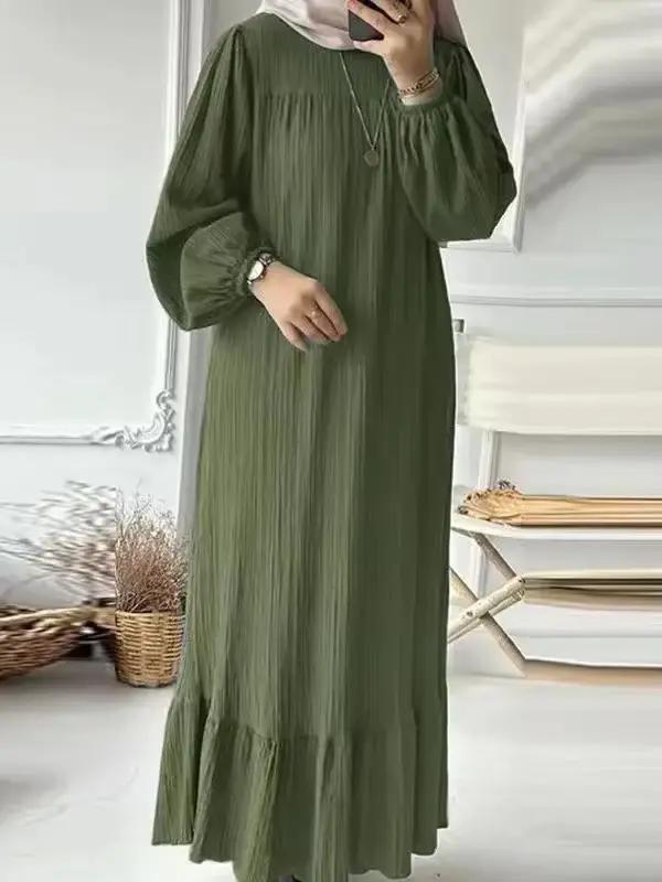 Robe femme printemps automne nouvelle mode manches à bulles rétro confortable décontracté respirant poche à volants