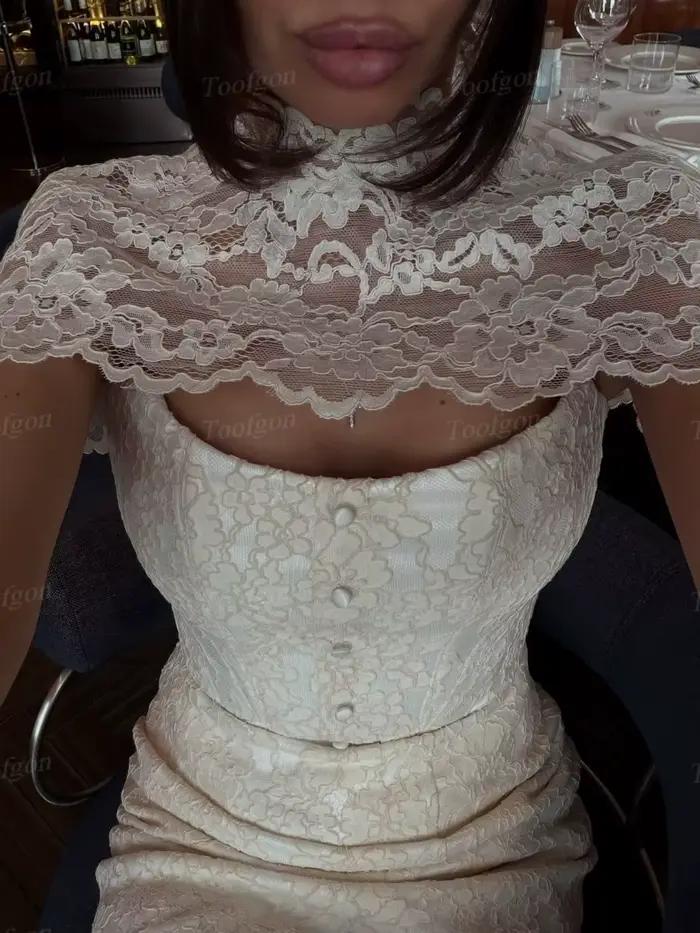 Robes de mariée personnalisées Toofgon en dentelle avec gaine