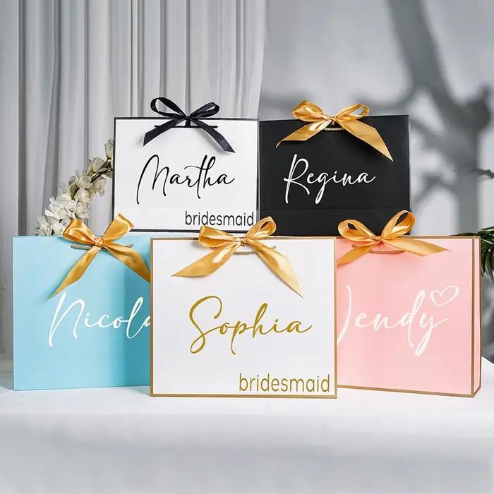 Sacs en papier personnalisés pour demoiselle d'honneur, sac à main avec nom personnalisé, cadeaux pour patients, fête d'enterrement de vie de jeune fille, mariée, mariage GT