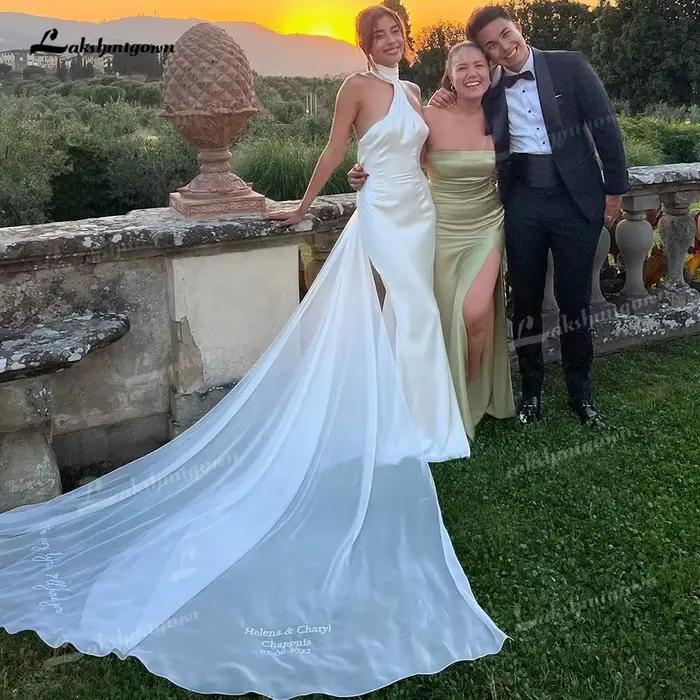 Robe de mariée sirène minimaliste en satin