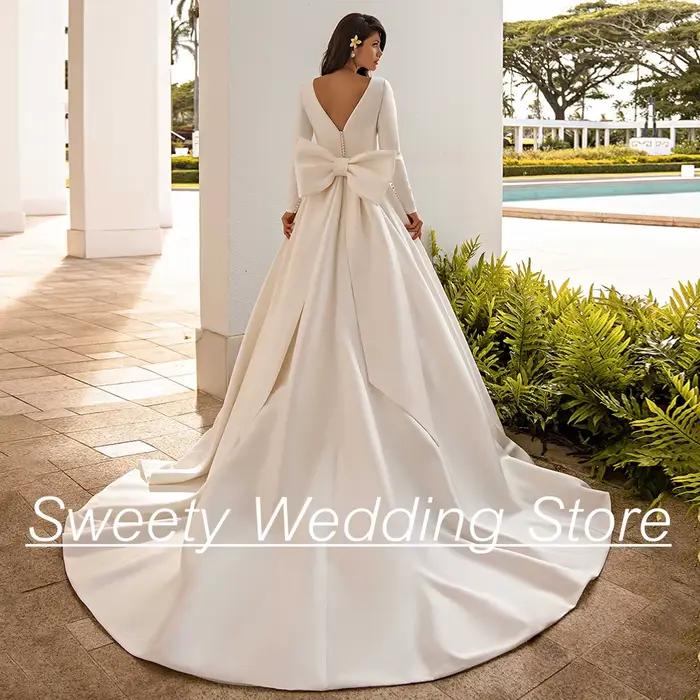 Jiayigong-Robe de Mariée Ivoire Personnalisée à Manches sulf