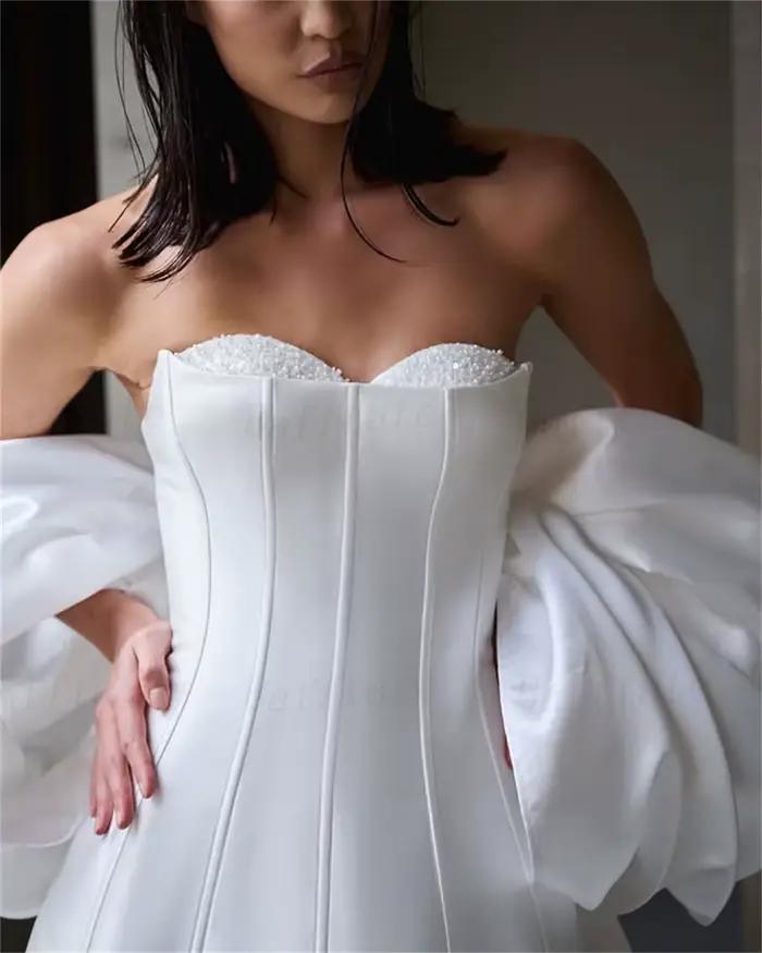 Bafftafe-Robe de Mariée 2 Pièces avec Perles Rondes Personnalisées pour Femme