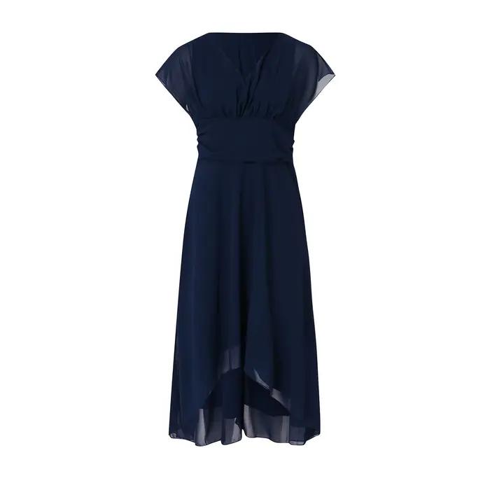 Robe en Mousseline de Soie Élégante Sans Manches Col en V Pour Femmes Occasions Spéciales Plage Mariage Vacances