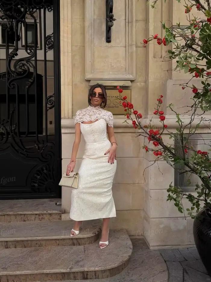 Robes de mariée personnalisées Toofgon en dentelle avec gaine