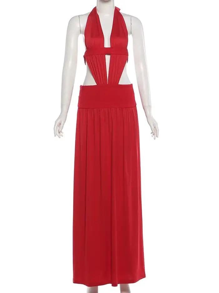 Robe longue moulante élégante froncée Kliou pour femme
