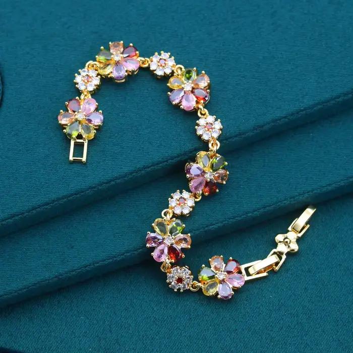 Bracelet en or 18 carats pour femme, multicolore, contre-indiqué, bijoux de mariage, cadeau de fête