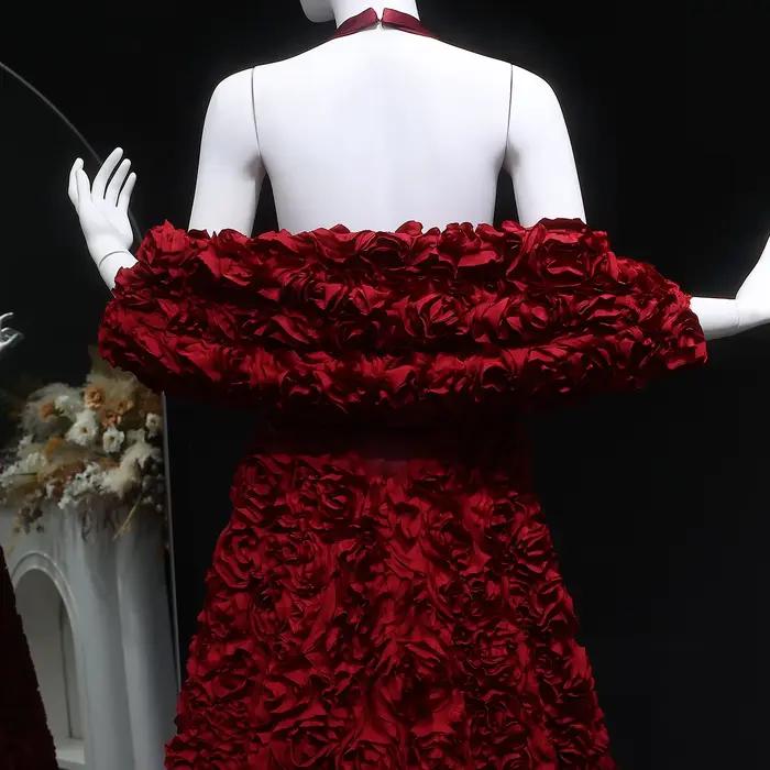 Sharon Said Dubai luxe bordeaux licou robes de soirée avec veste pour les femmes