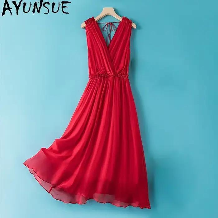 InjMulberry-Robe longue d'été à col en V pour femmes