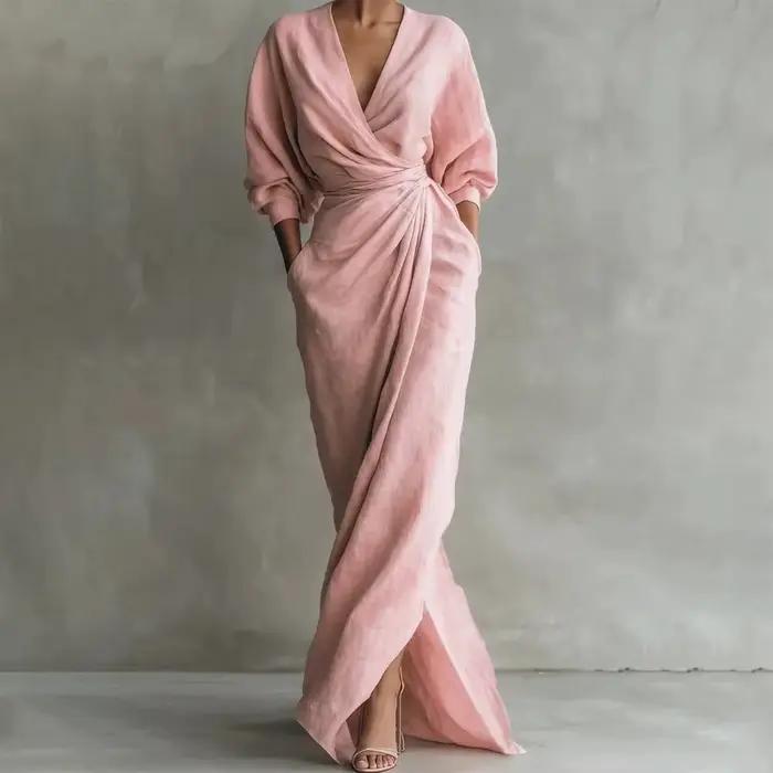 Robe longue fendue pour femme