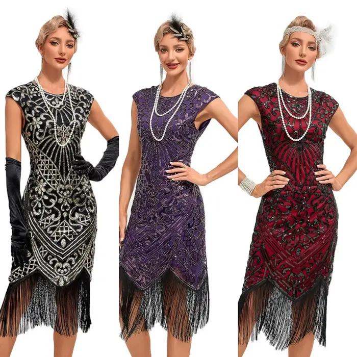 Robe rétro 4 couleurs des années 1920