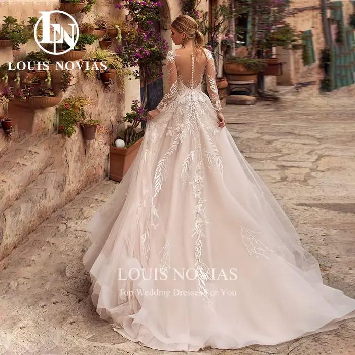 LOUIS NOVIAS robes De mariée élégantes pour les femmes Illusion dos nu chérie Appliques robe