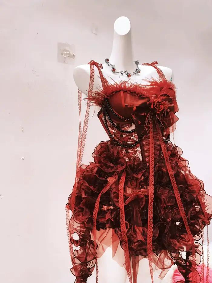 Robe Harajuku robe gothique robe en dentelle robe y2k robe Lolita robe Kawaii robe à nœud vêtements y2k vêtements gothiques robe vintage
