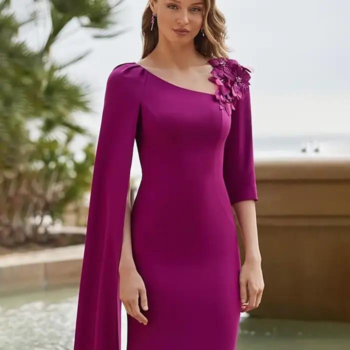 Robe mère de la mariée élégante col en V sirène imprimé floral pour mariage soirées et événements spéciaux ```