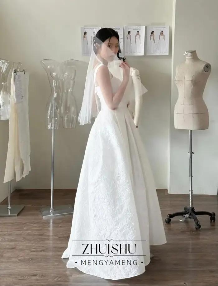 Robe de soirée de mariage classique en Satin Jacquard