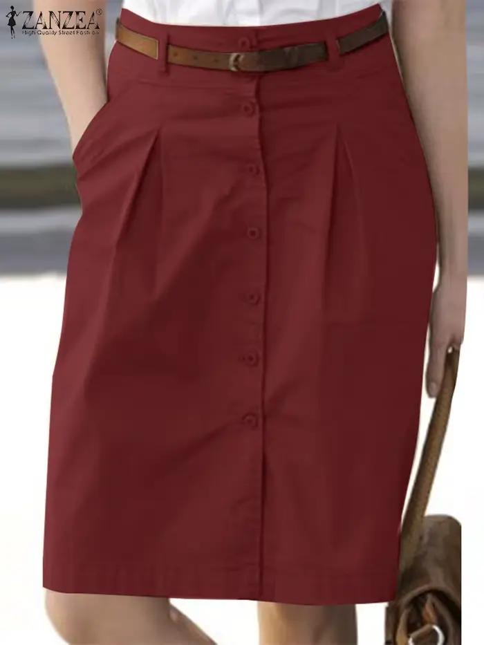 ZANZEA femme mode OL travail jupes été élégant taille haute jupe