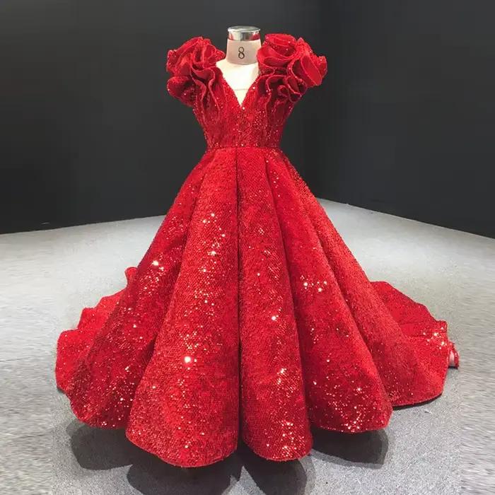 Robe de demoiselle d'honneur rouge brillante pour mariage
