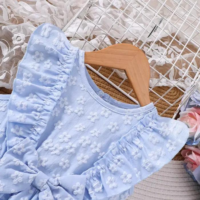 Robe printemps/été pour filles avec nœud jacquard 3D