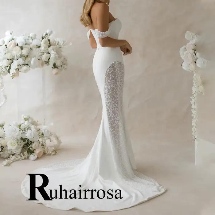 Ruhair charmante robes de mariée à épaules dénudées