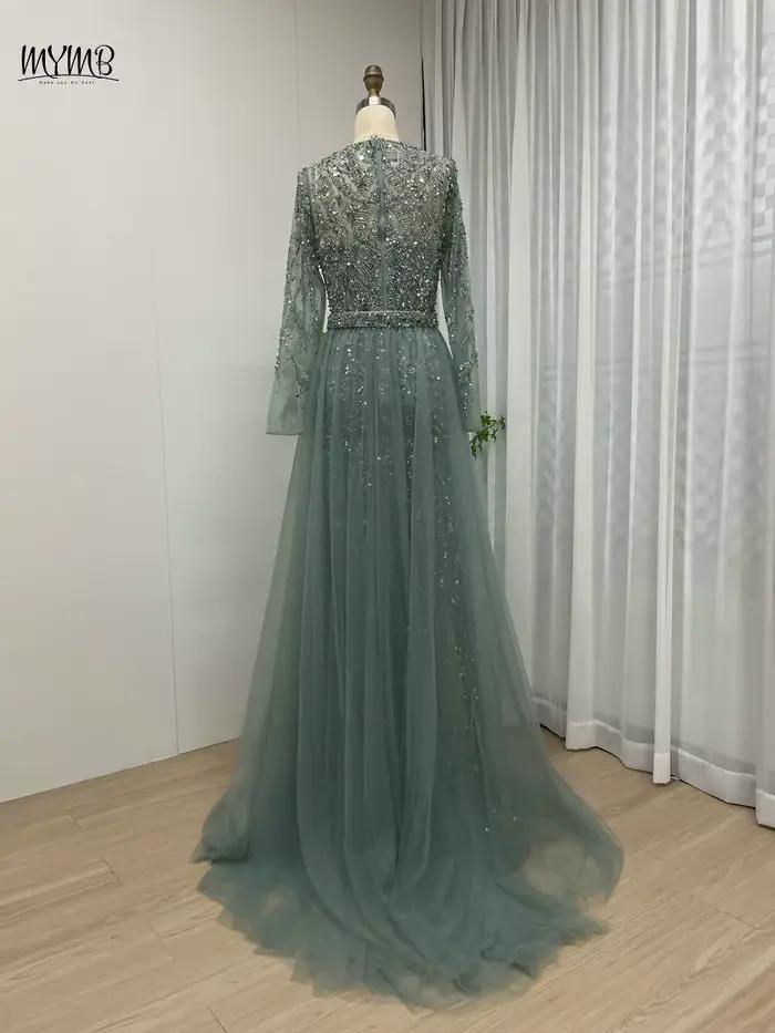 Robe musulmane perlée à manches longues