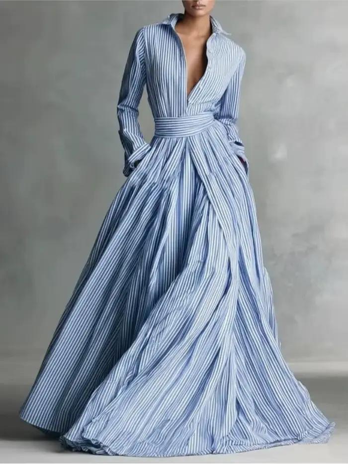 Robe chemise rayée tendance pour femme