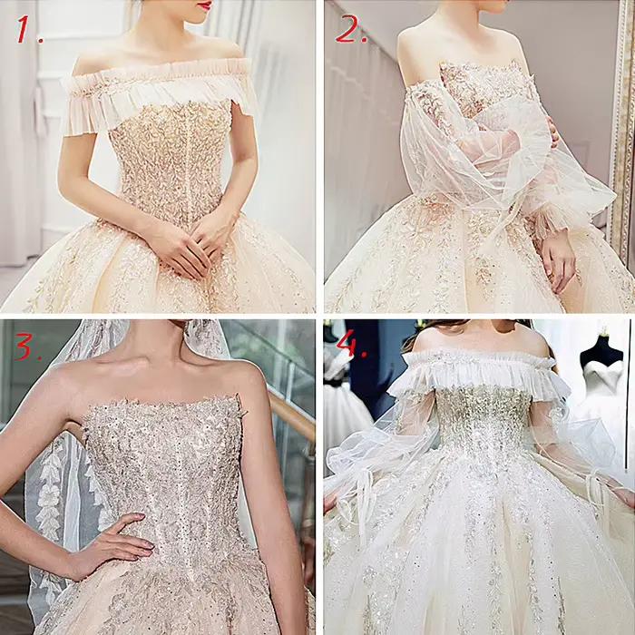 Robe de Mariée Sans Bretelles avec Manches Détachables