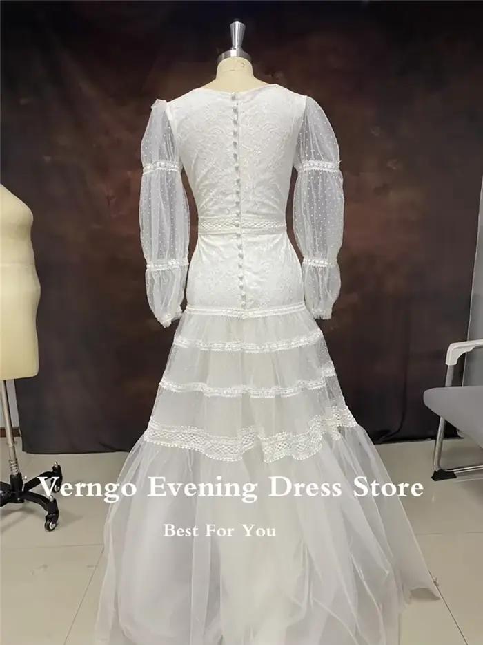 Verngo-Robe de soirée en tulle à col rond pour femme