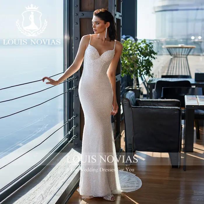 LOUIS NOVIAS 2IN1 robe De mariée sirène avec veste chérie perles paillettes mince trompette