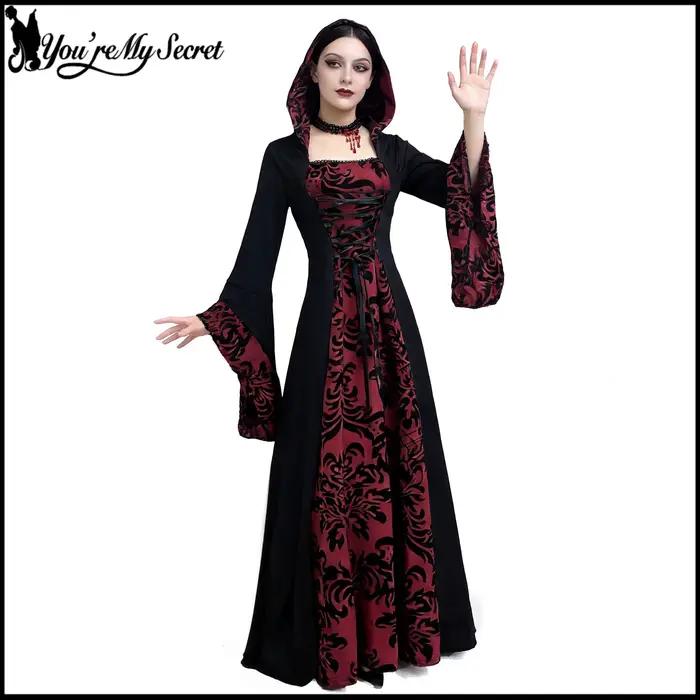 [You're My Secret] Robe longue à capuche florale vintage style cour médiévale
