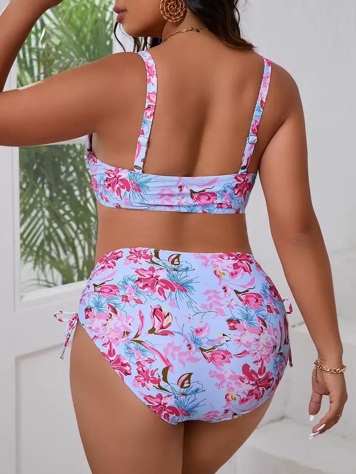 Maillot de bain grande taille 2026 pour femme, bikini taille haute à motif floral, tenue de plage estivale