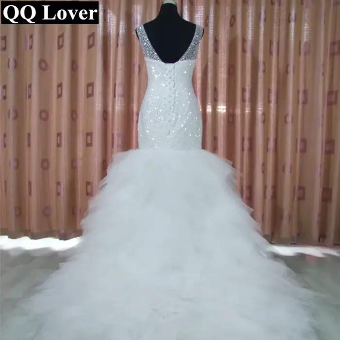 Robe de mariée sirène QQ Lover perlée super brillante pour femmes, personnalisable, blanc ou ivoire, occasions de prestige