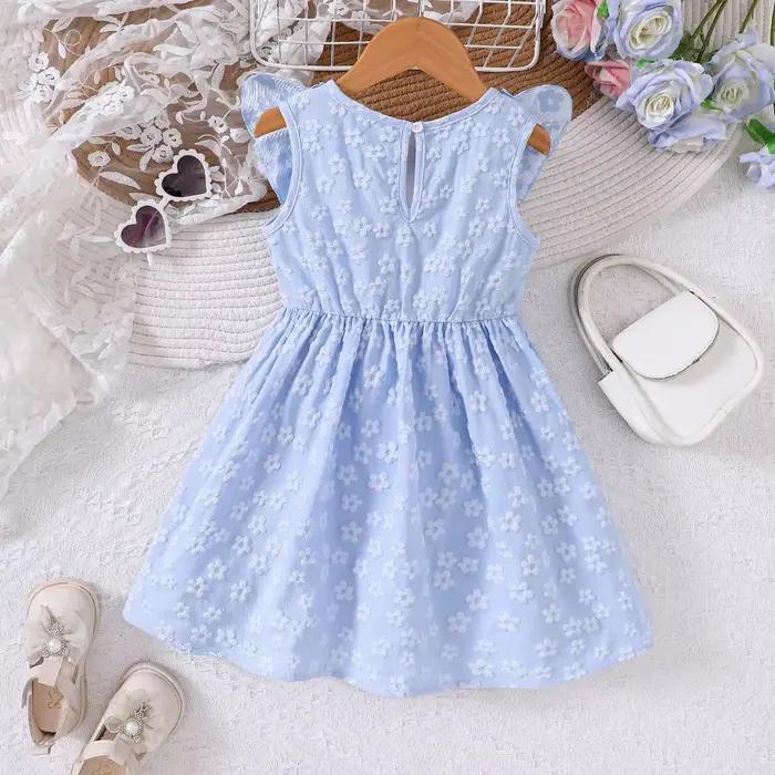 Robe printemps/été pour filles avec nœud jacquard 3D