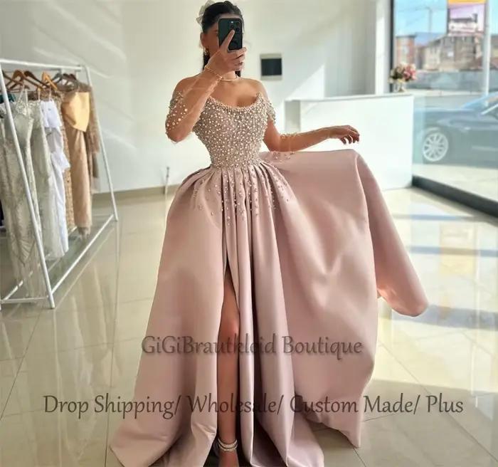 Robe de cocktail personnalisable en polyester avec perles plissées et col cuillère pour toutes les occasions spéciales