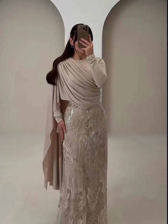 Robes de mariée musulmanes couleur champagne